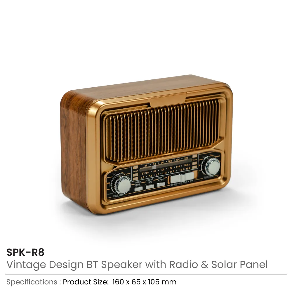 Vintage Design Bluetooth Speaker with Radio and Solar Panel 7