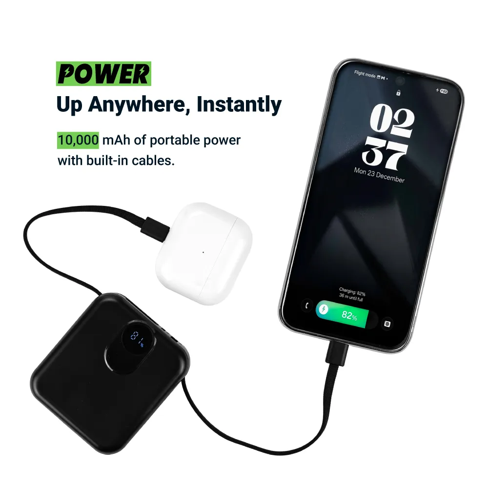Fast Charging Digital Powerbank 38.5Wh, Built-in Type-C, 10K mAh 3