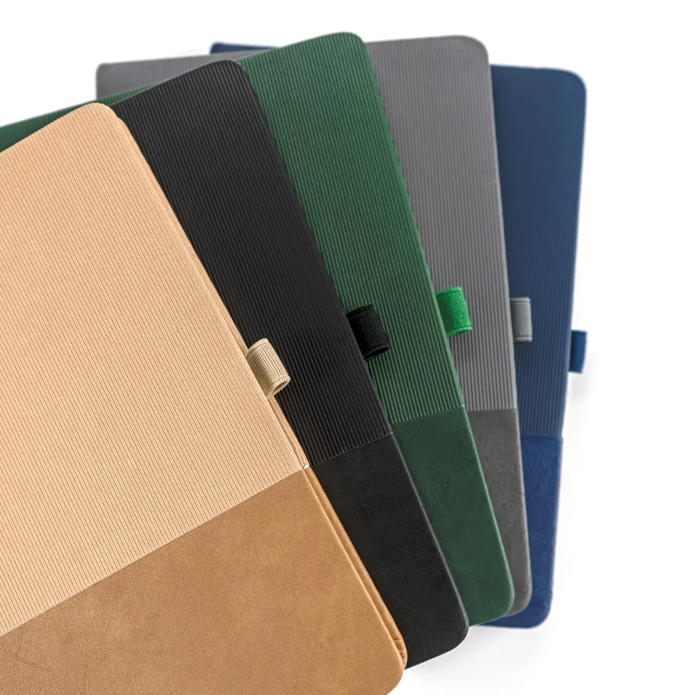 Hard Cover PU Notebooks in A5 Size with Metal Plate Bookmark 7