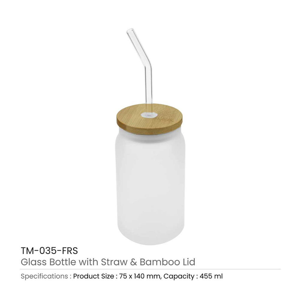 Glass Bottle with Straw and Bamboo Lid 3