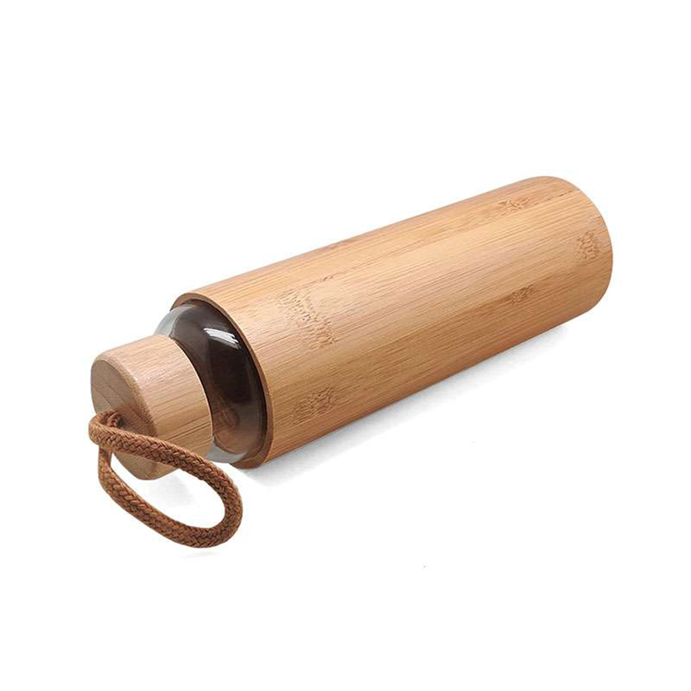 Eco friendly glass borosilicate bottle with bamboo sleeve and lid 2