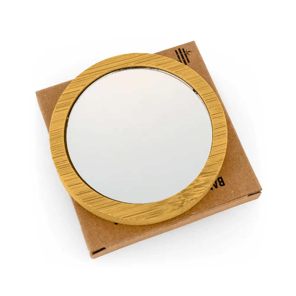 Bamboo Pocket Mirrors in Round-shaped, Lightweight & Portable 8