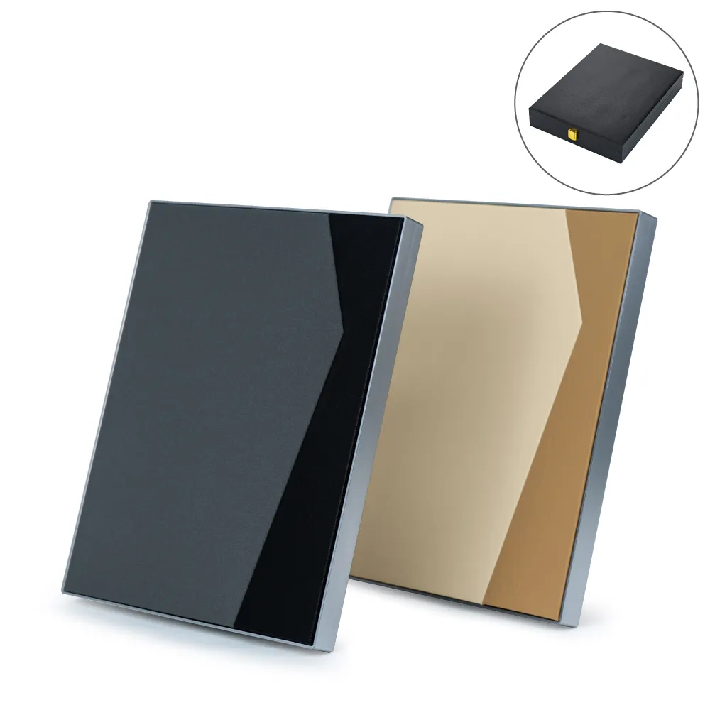 Two-Toned PU Leather Awards with Aluminum Frame & Stand in Luxury Box thumbnail 1