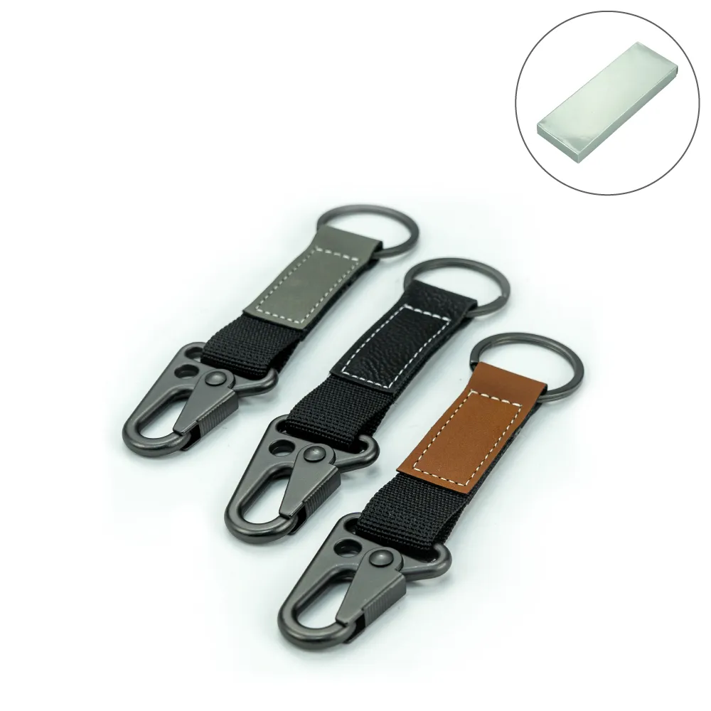 Laserable PU Leather Keychains with Sling Snap Hook 9
