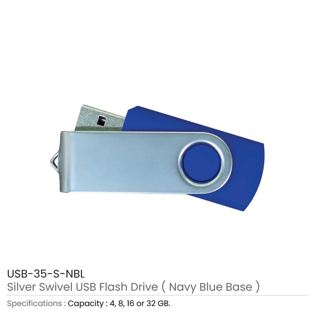 USB Flash Drive Matt Silver Swivel 4
