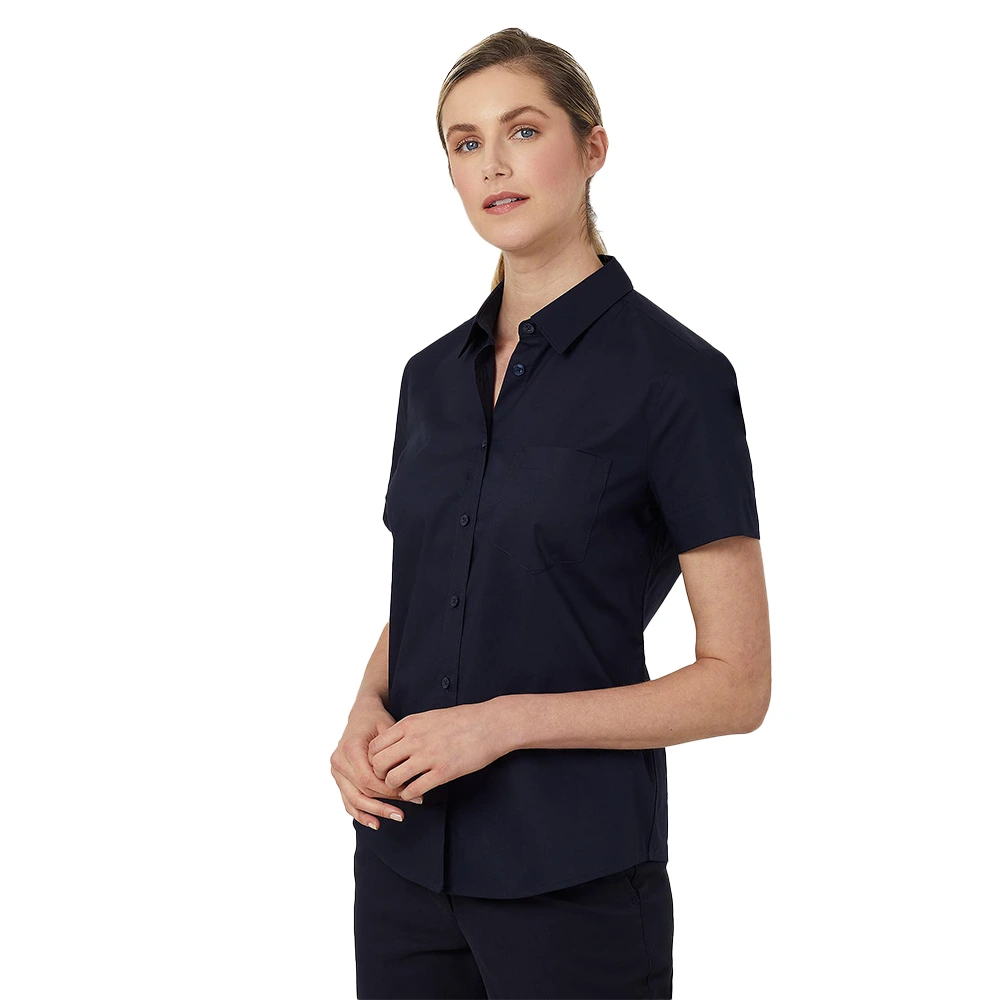 Women's Short Sleeve Slim Shirt - Navy 3