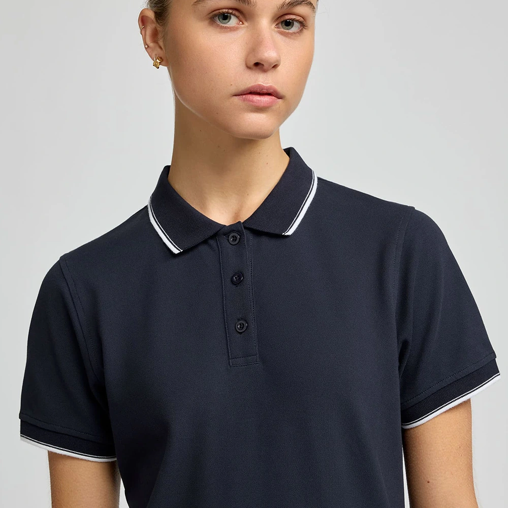 Women’s Navy Blue Polo T-Shirt with Line Design 5