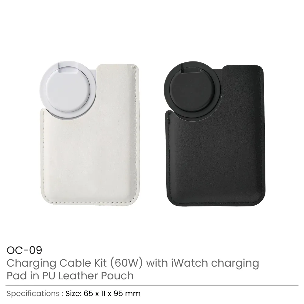 Charging Cable Kit (60W) with iWatch Charging Pad in PU Leather Pouch 6
