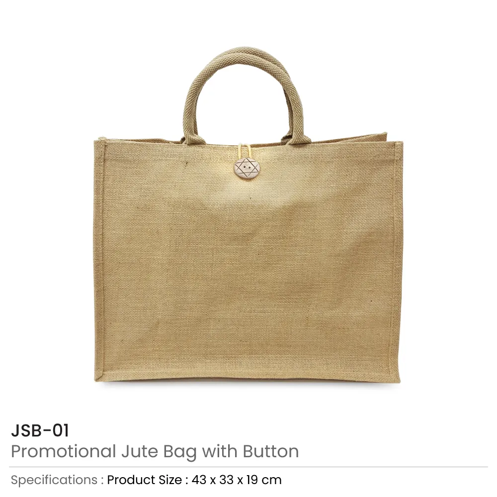 Reusable Jute Shopping Bags with Button Closure for Secure Carrying 4
