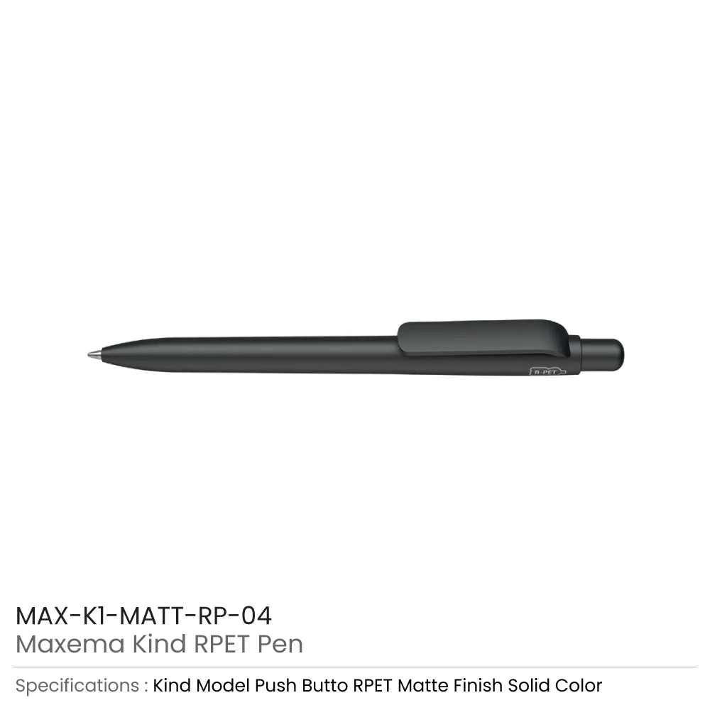 Maxema Kind rPET Pens, Matte Solid Color, Push Button Clip, Blue Ink 5