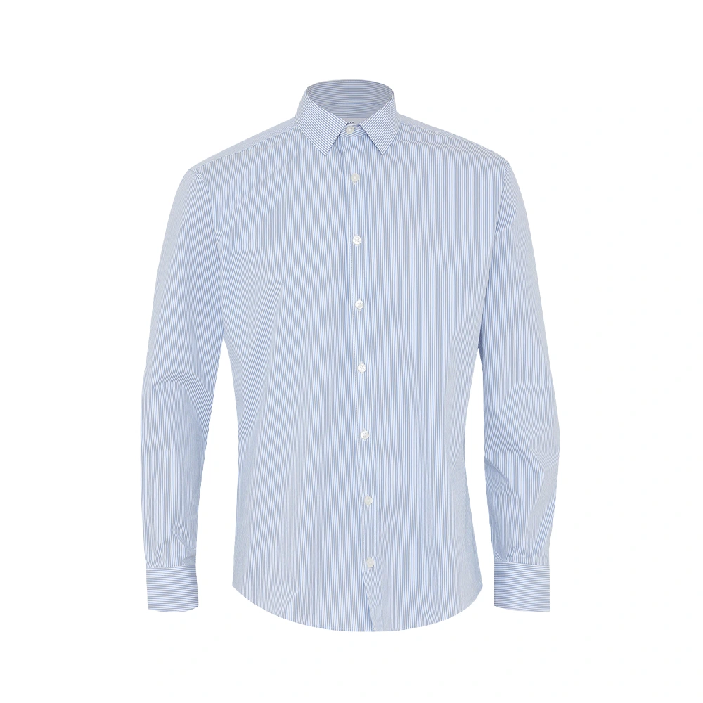 Men's Fine Stripe Stretch Long Sleeve Shirt - Light Blue/White 2