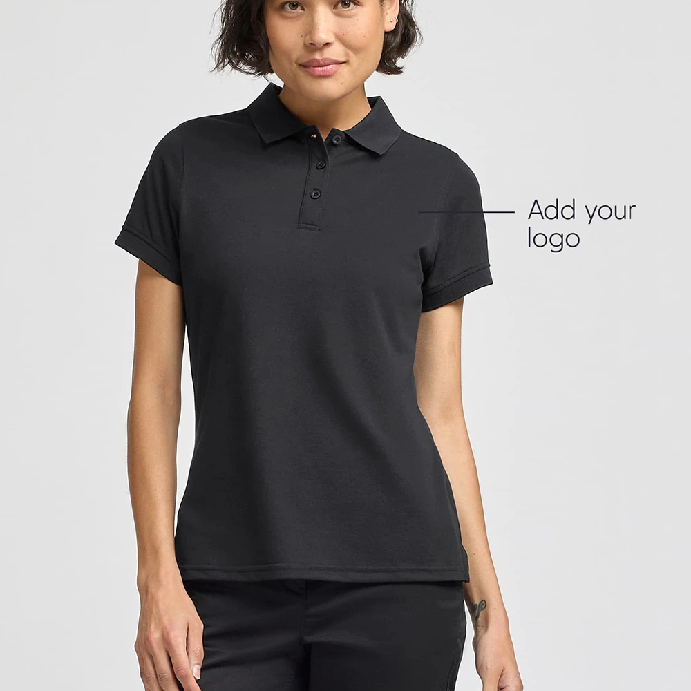 Women’s Solid Black Polo T-Shirt 3