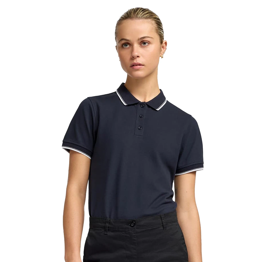Women’s Navy Blue Polo T-Shirt with Line Design