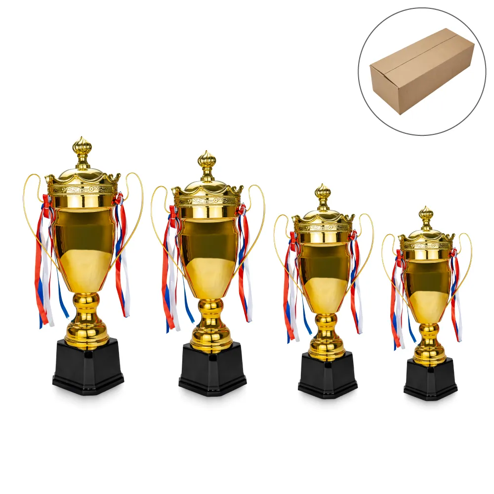 Metal Close Cup Trophies with Two-Sided Handle & Attached Ribbons 9