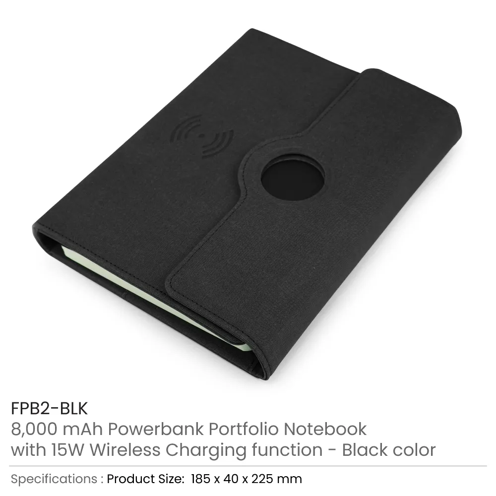 Powerbank Portfolio Notebook, 8000mAh, 15W Fast Wireless Charging 3
