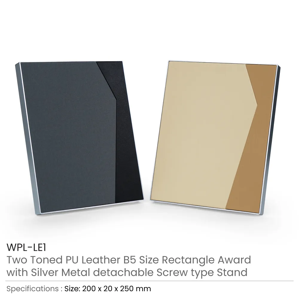 Two-Toned PU Leather Awards with Aluminum Frame & Stand in Luxury Box 8