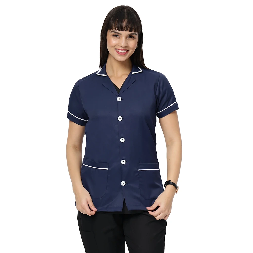 Unisex Assistant Apron / Coat - Navy Blue 8