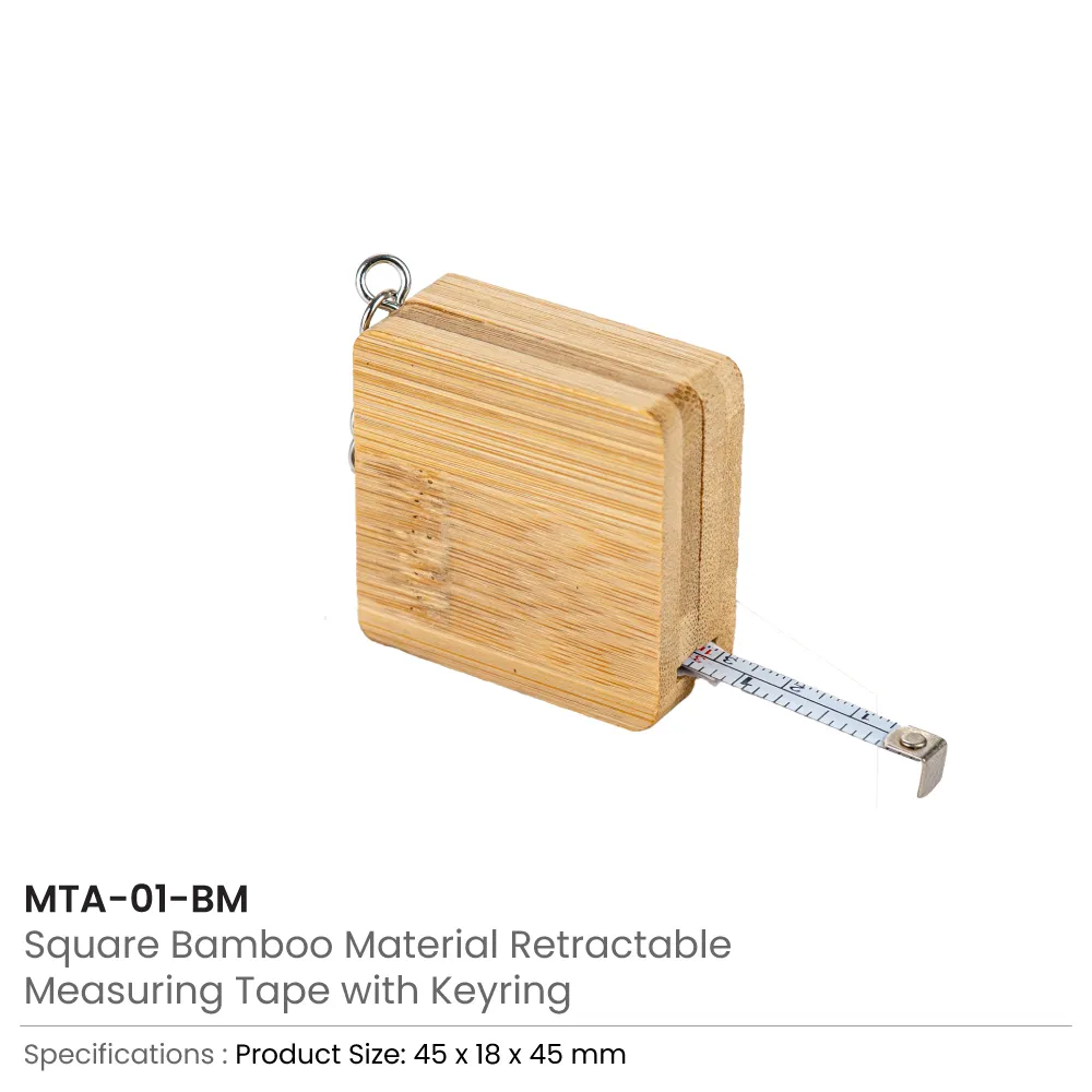 Bamboo Retractable Measuring Tape Keychains 2