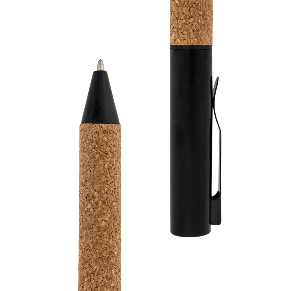 Eco-friendly Metal Pens Black with Cork Barrel and Black Ink 5
