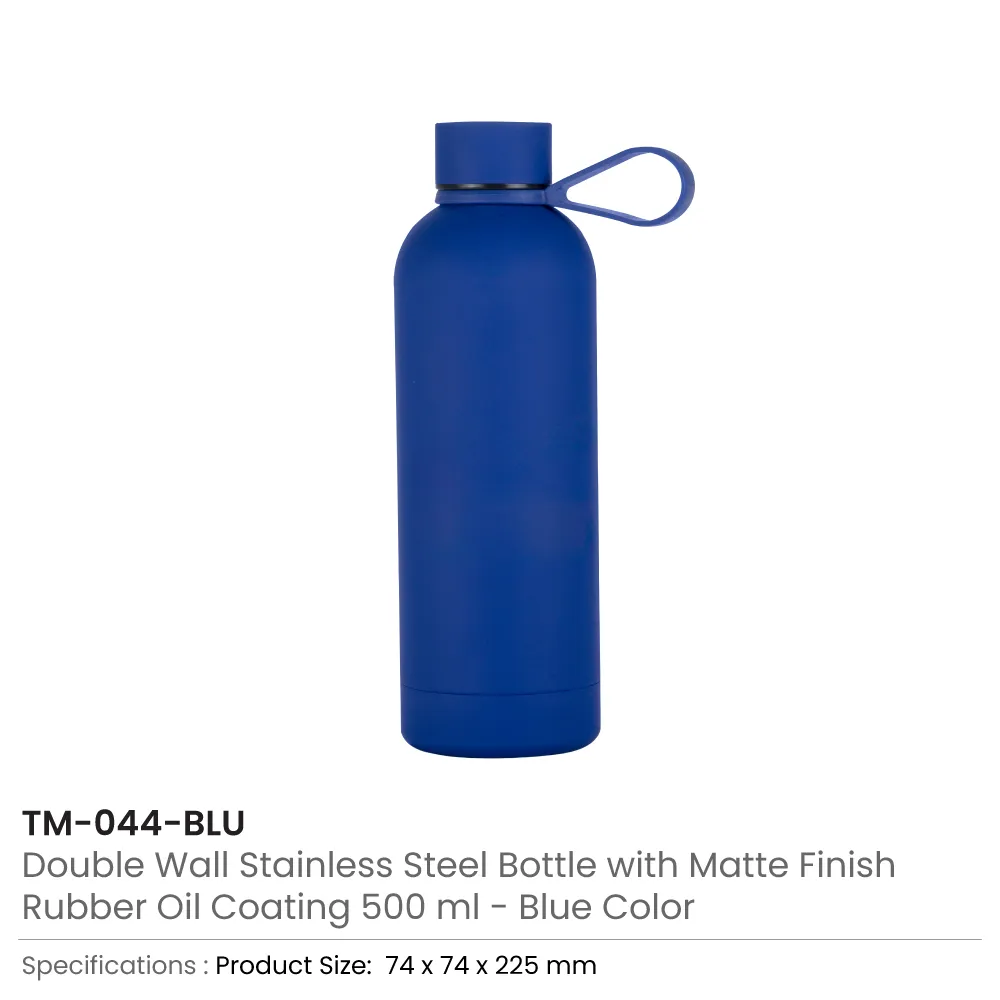 Stainless Steel Water Bottles 500ml – Double Wall, Matte, Rubber Coating 3