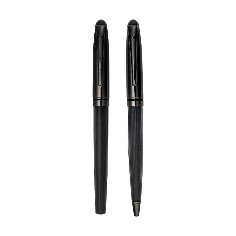 Black Metal Pen Set with Matte & Glossy Finish in PU Leather Box 3