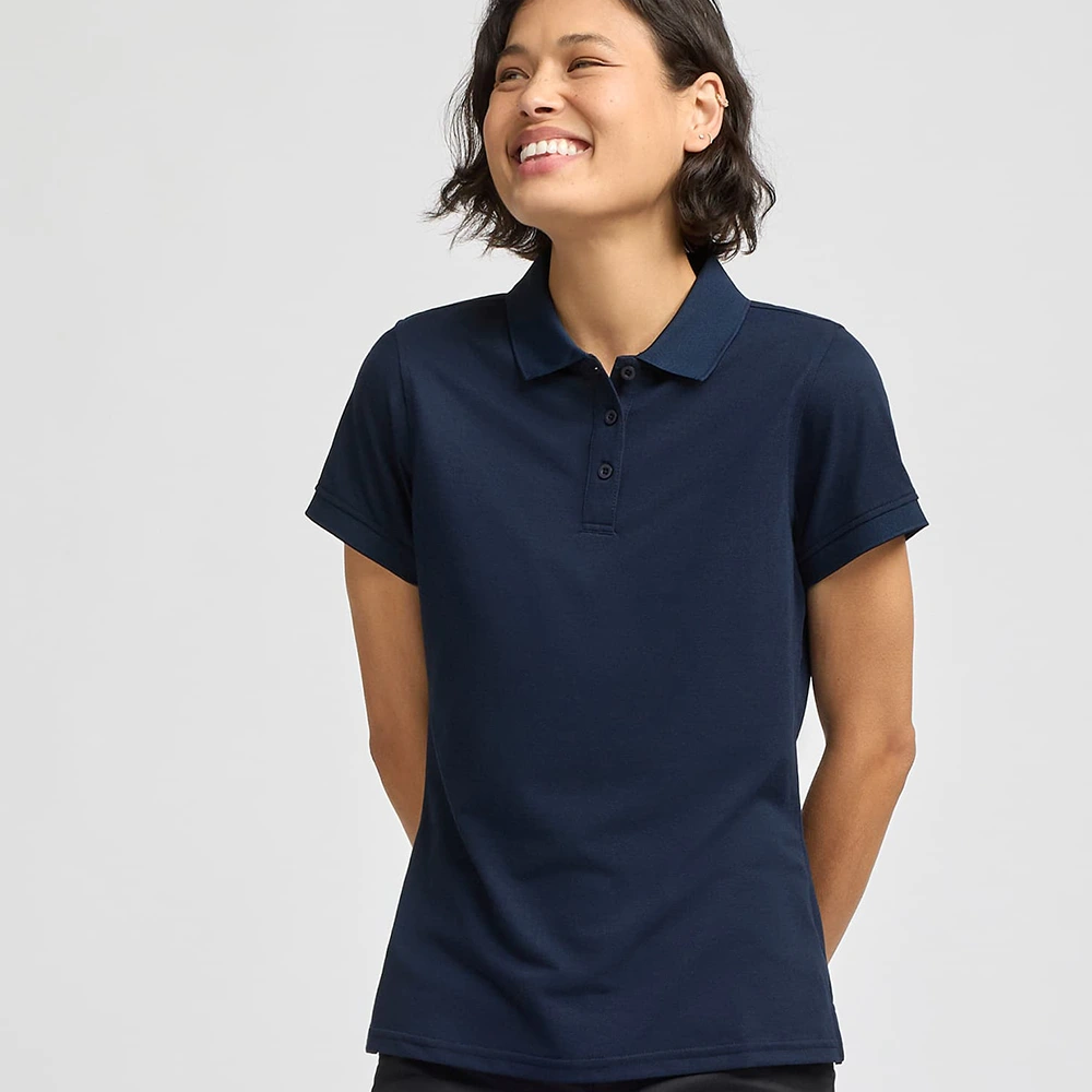 Women’s Solid Navy Blue Polo T-Shirt 3