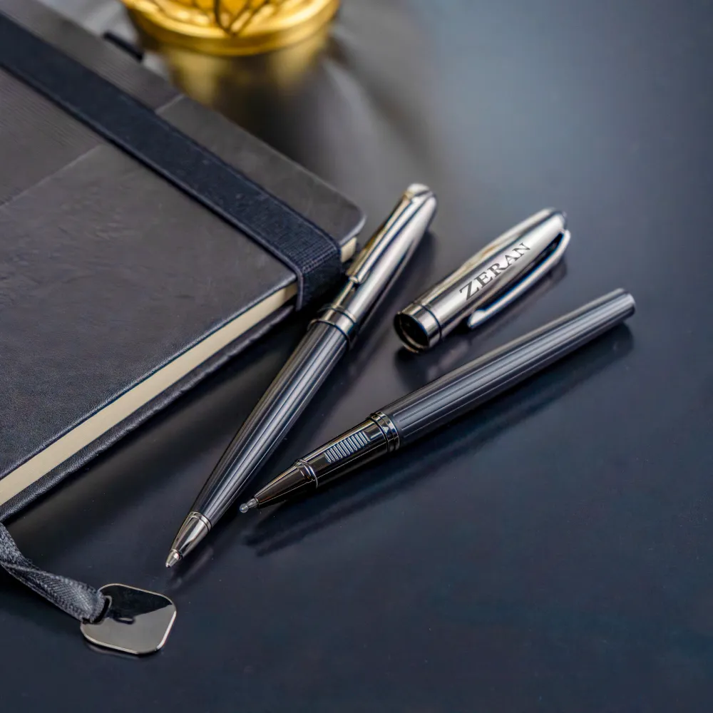 Black Metal Pen Set with Matte & Glossy Finish in PU Leather Box 8