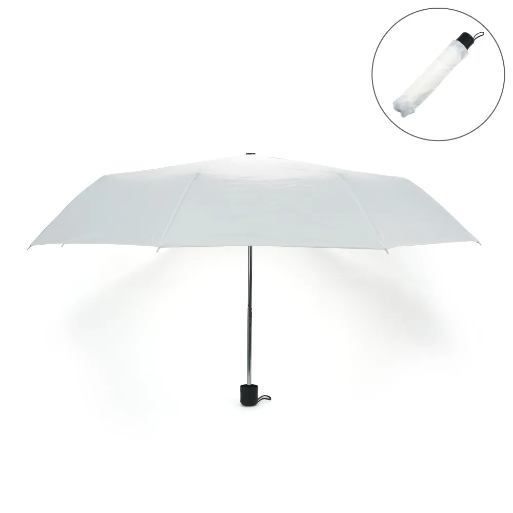 Bi-Fold Umbrella in White Color with Velcro Closure and Pouch 1