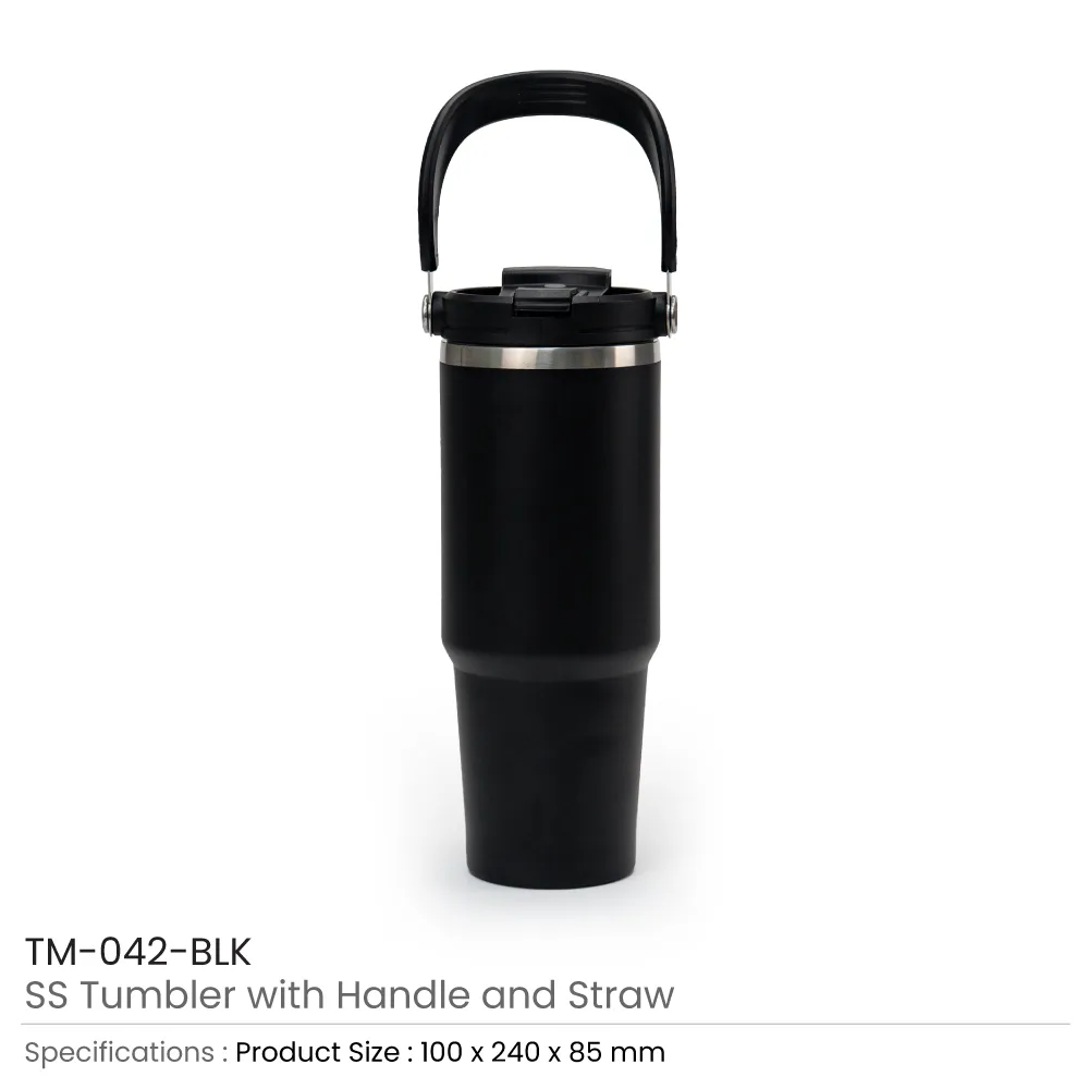 Double Wall Stainless Steel Tumblers with Handle & Straw – 900ml 7