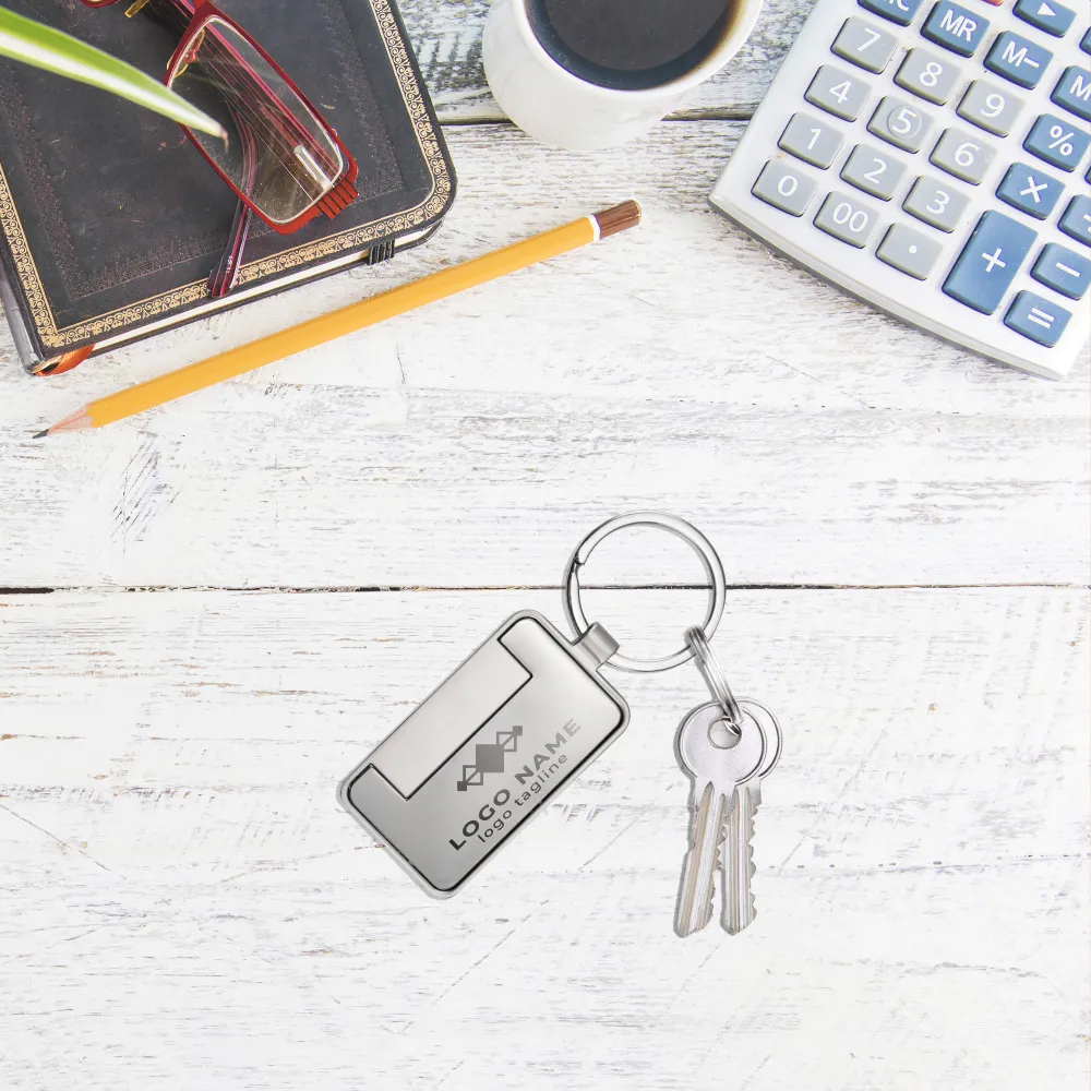 Metal Keychain Rectangle Gun Metal Matte Finish Plate 2