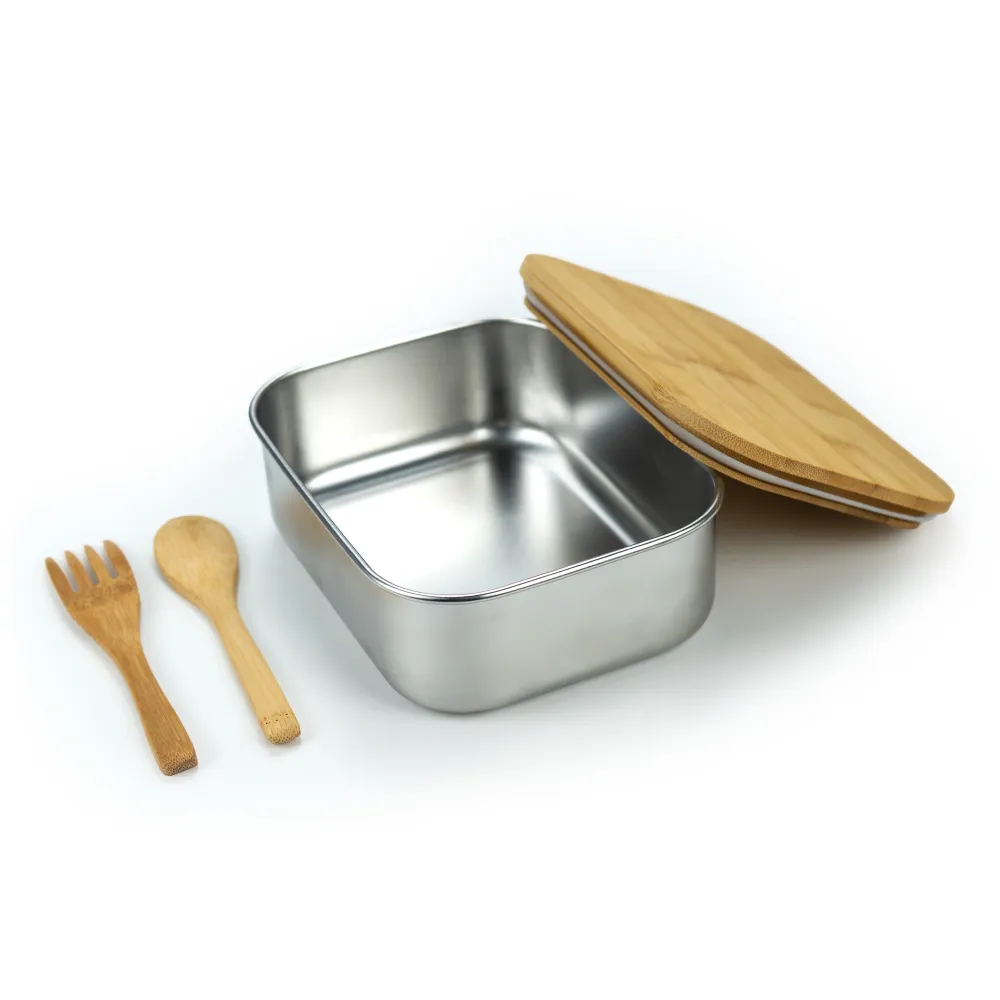Stainless Steel Lunch Box with Bamboo Lid & Strap 5