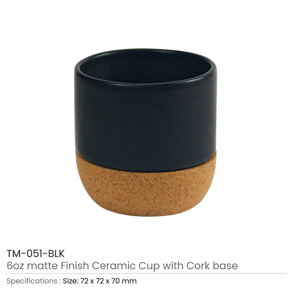 Ceramic Cup with Cork Base 6 oz Matte Finish – Ramadan Gifts 2