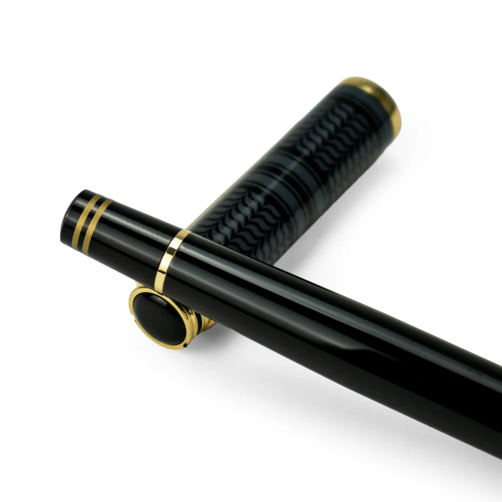Arabic Traditional Bisht Design Metal Pens, Glossy Black with Gold Outline 6