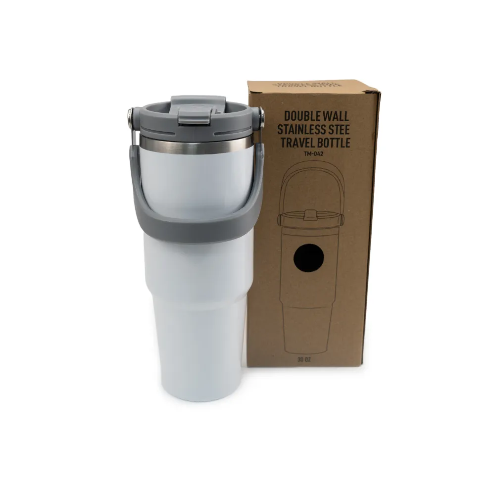 Double Wall Stainless Steel Tumblers with Handle & Straw – 900ml 2