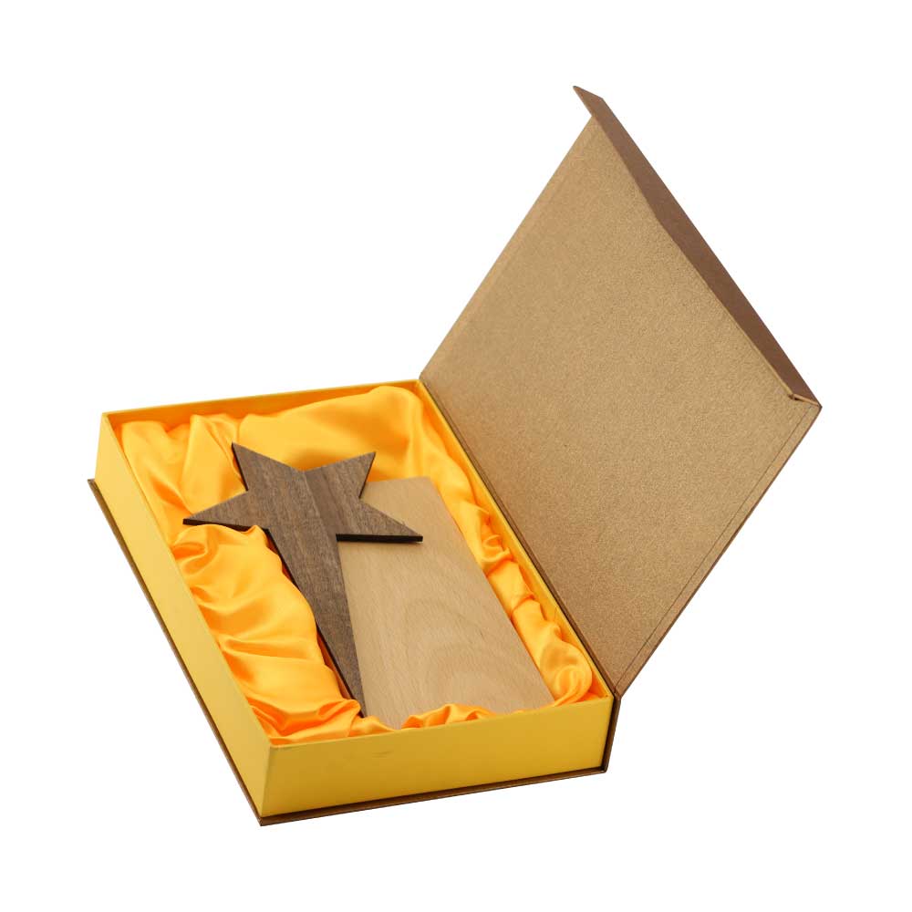 Star Design Wooden Trophy Award with Gift Box 4