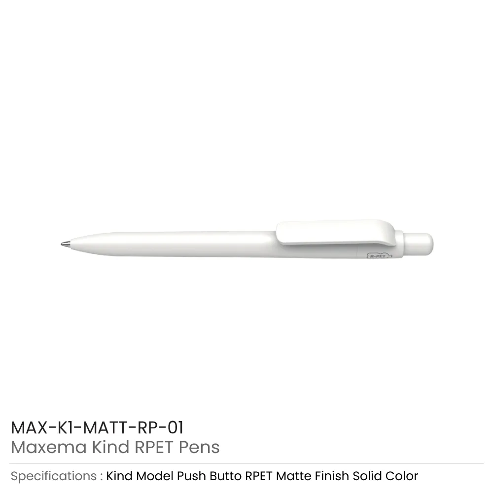 Maxema Kind rPET Pens, Matte Solid Color, Push Button Clip, Blue Ink 4