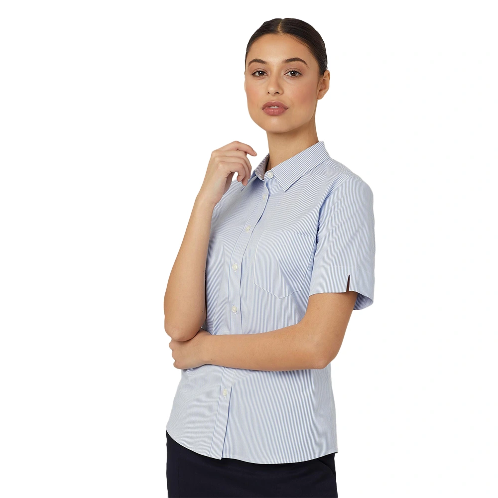 Women's Short Sleeve Shirt - Light Blue/White 3