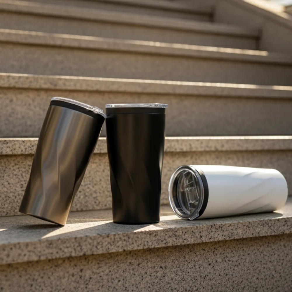 Double Wall SS Tumblers with PP Interior and Transparent Lid 580ml 9