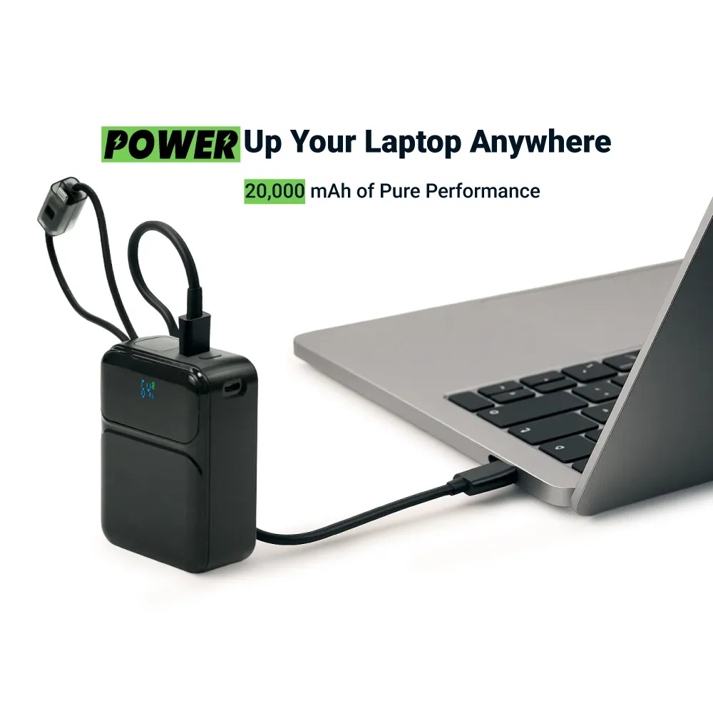 Powerbank 20K mAh with Built-in Type C, Lightning Cables, 45W Fast Charging 6