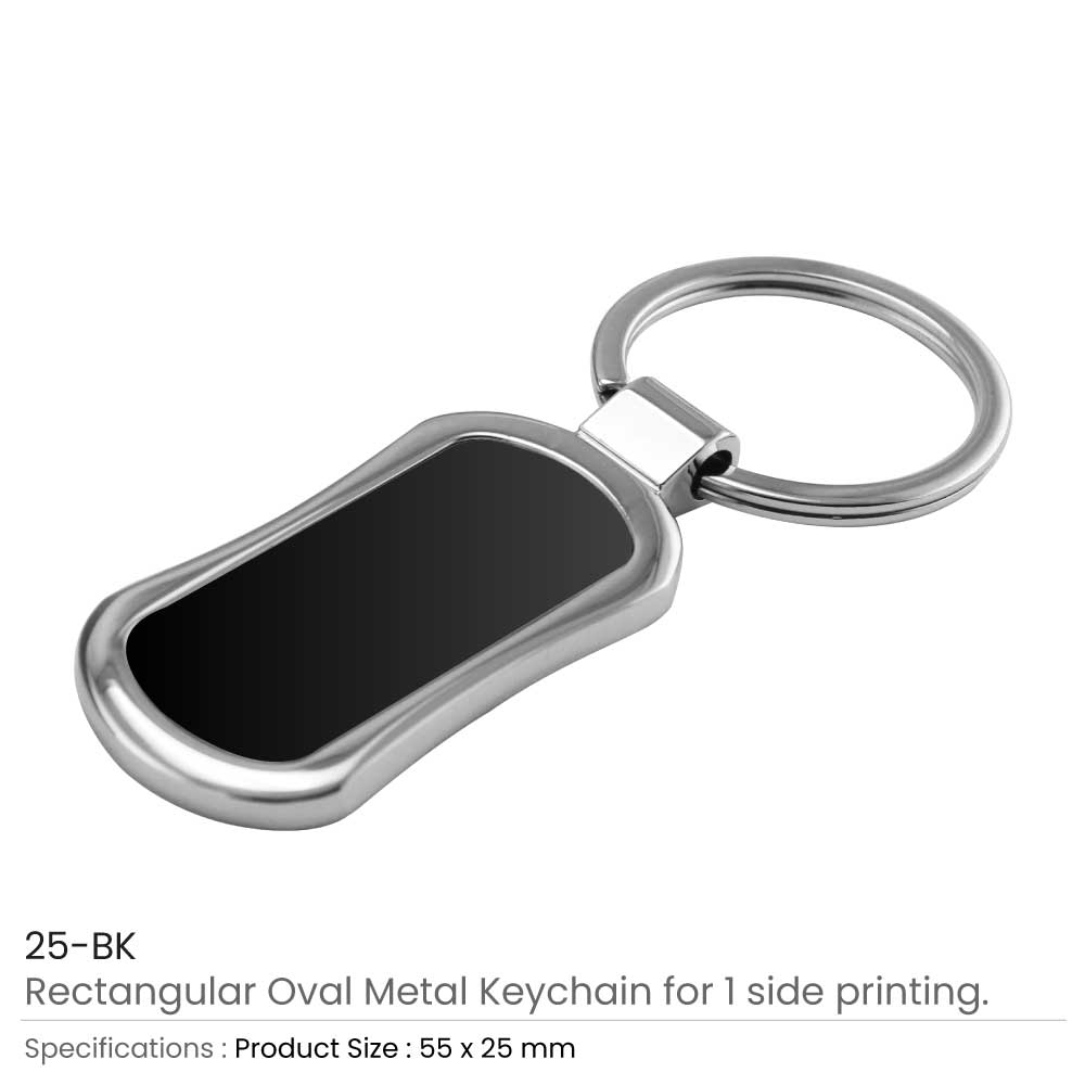 Metal Keychain Rectangular Oval 2