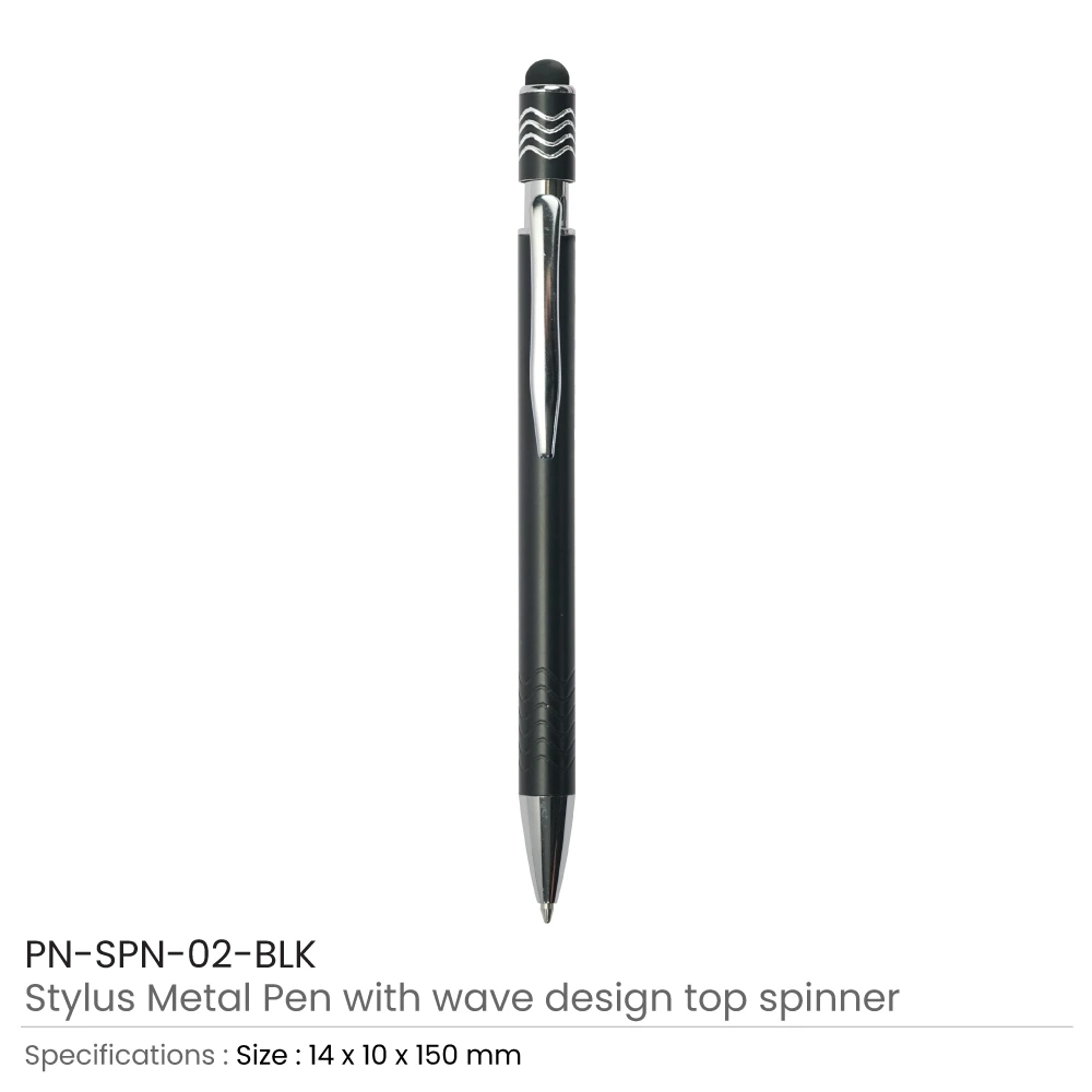 Stylus Metal Pens with Wave Design Top Spinner (Blue Ink) 4