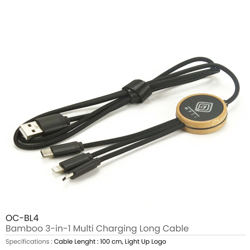3-in-1 Multi-Charging Cable 100 cm with Ligh-up Logo  2