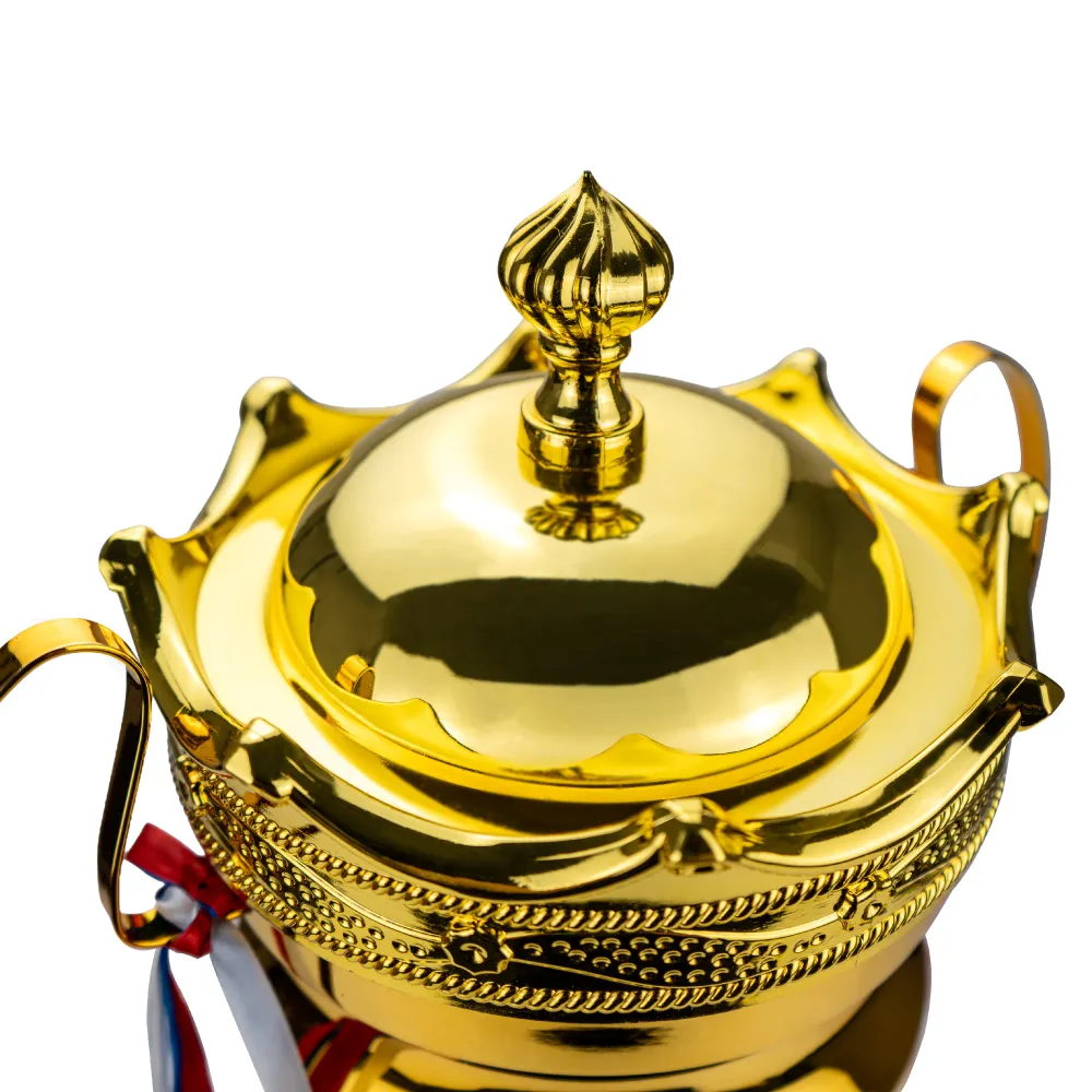 Metal Close Cup Trophies with Two-Sided Handle & Attached Ribbons 8