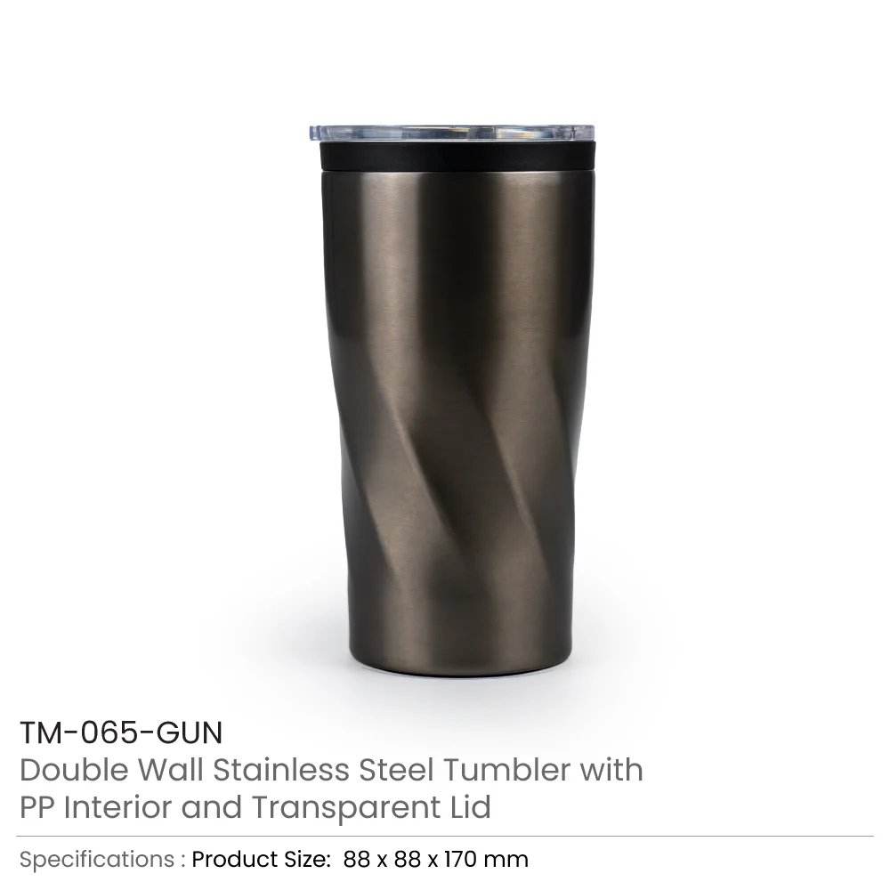 Double Wall SS Tumblers with PP Interior and Transparent Lid 580ml 5