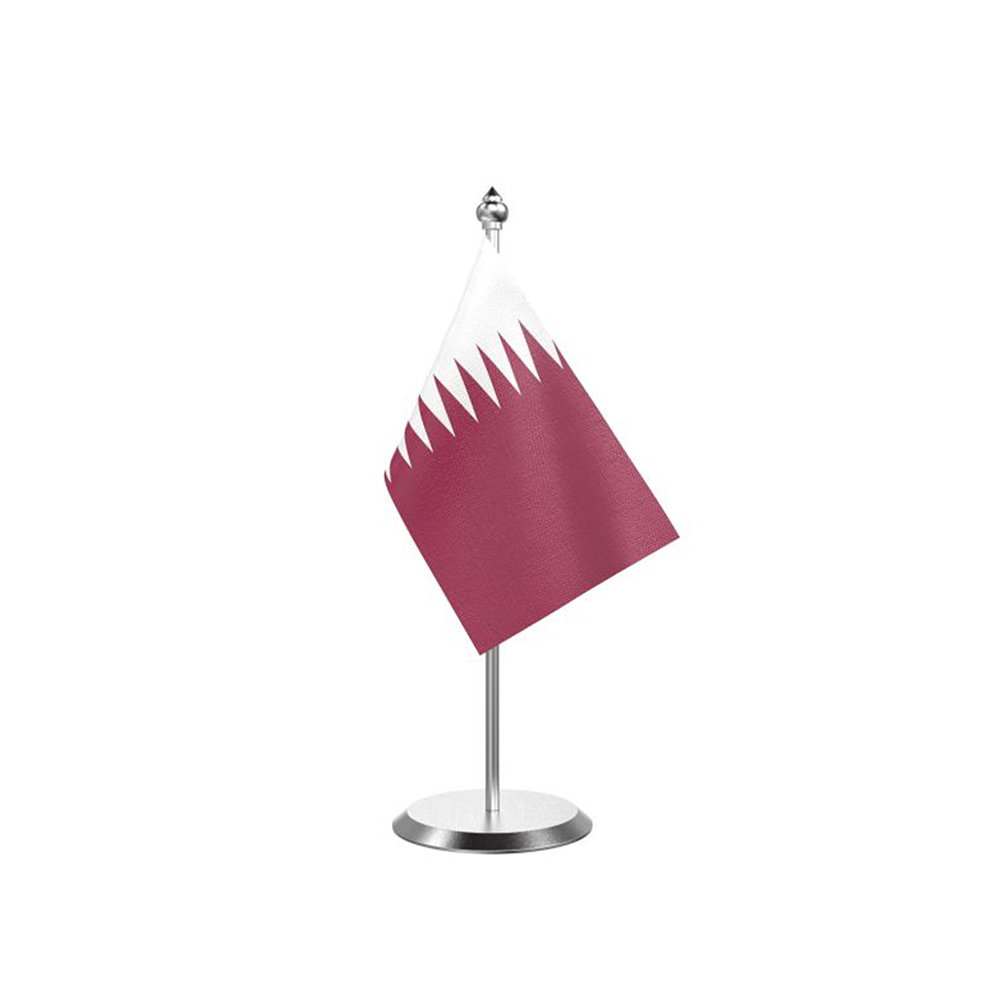 Qatar Table Flag with Metal Base 3