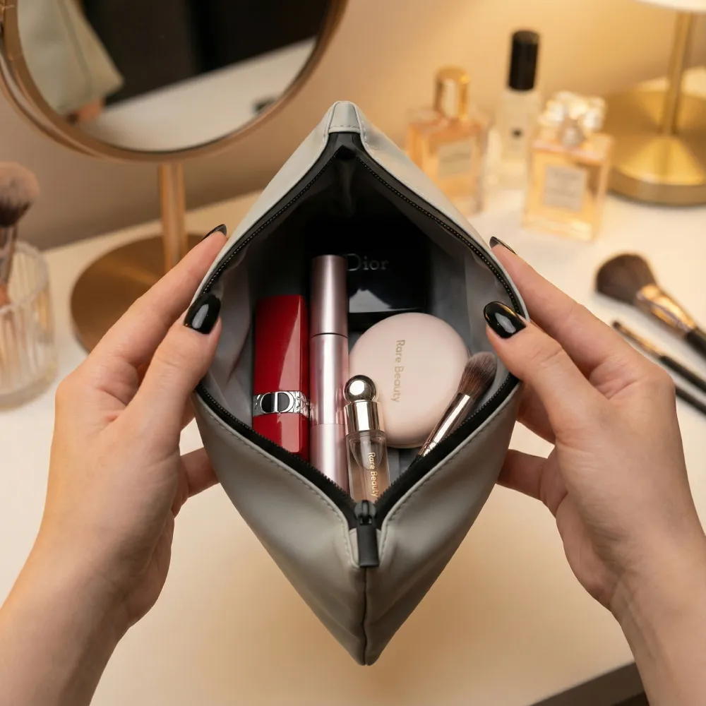 Cosmetic Pouch with Zipper in Soft PU Material 9