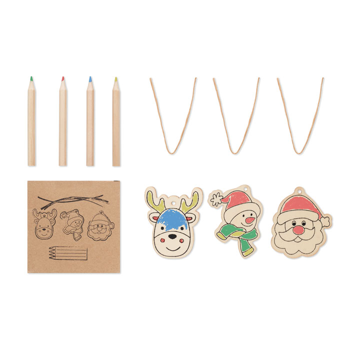 Drawing wooden ornaments set 4