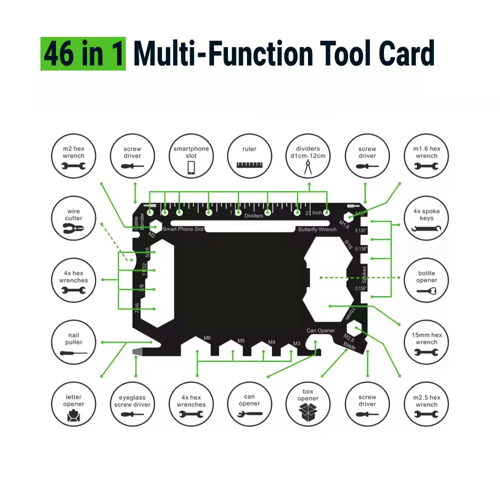 Multi-functional Tool Card in Stainless Steel with PU Leather Pouch 5