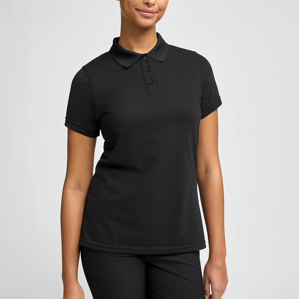 Women’s Solid Black Polo T-Shirt 4