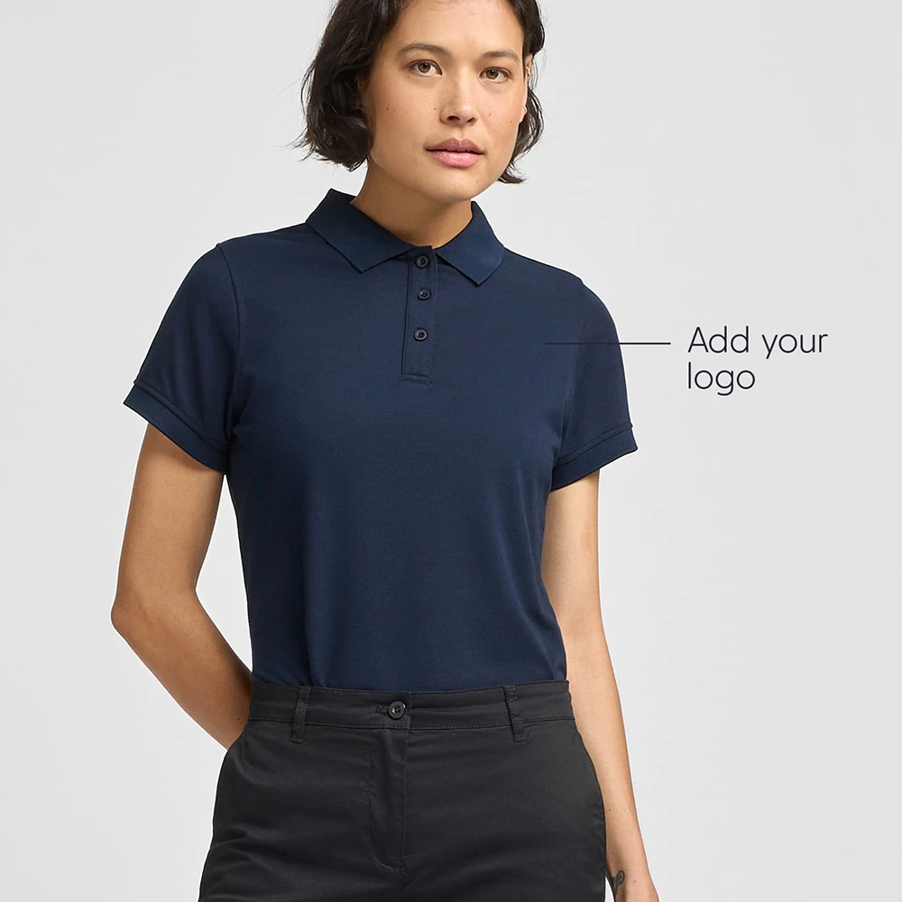 Women’s Solid Navy Blue Polo T-Shirt 5